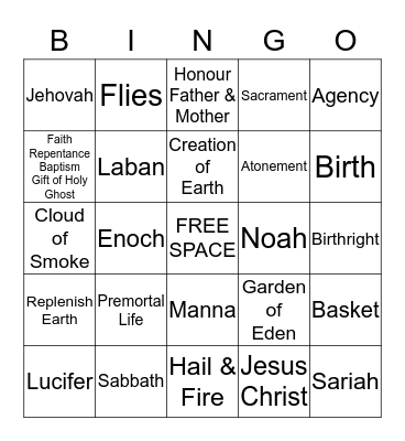 Old Testament Review - Chapters 1-21 Bingo Card