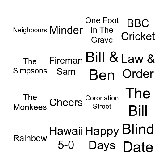 TV Themes (027) Bingo Card
