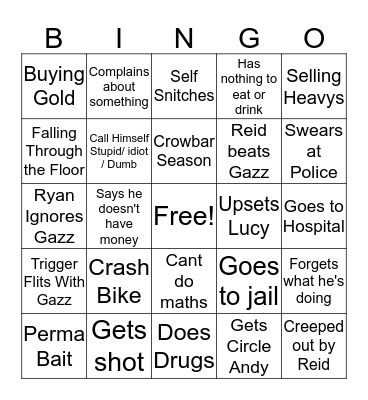 Gazz Bingo Card