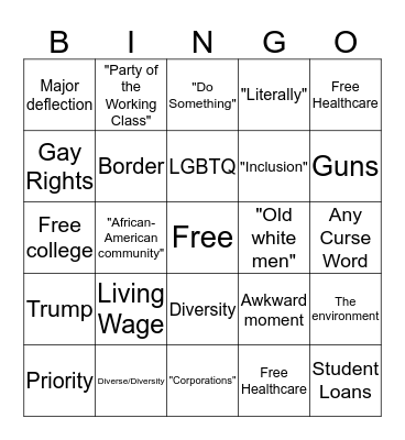 2020 Democratic Debate Bingo Card