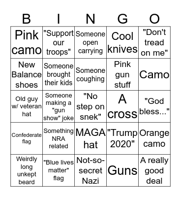 Gun Show Bingo Card