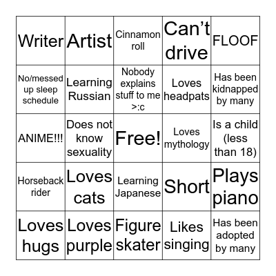Nezu Bingo Card! :D Bingo Card
