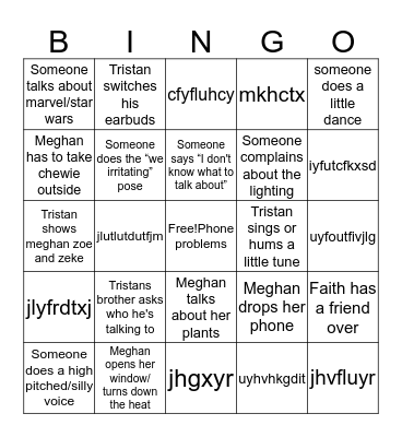 face time fun Bingo Card