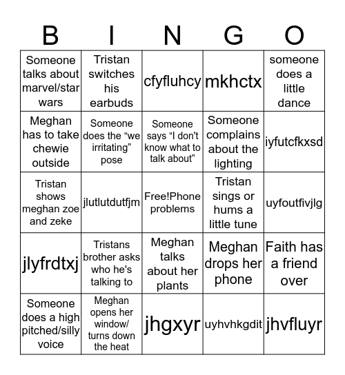 face time fun Bingo Card