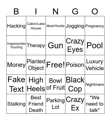 Lifetime Movie Bingo Card