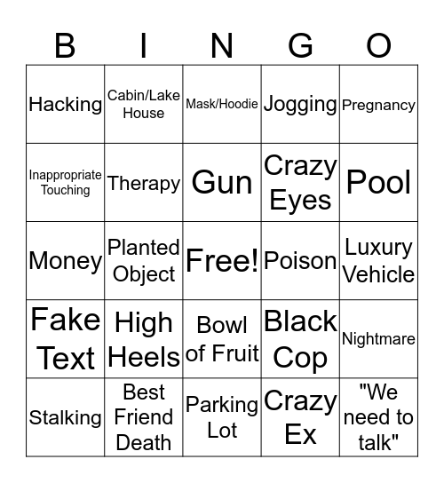 Lifetime Movie Bingo Card