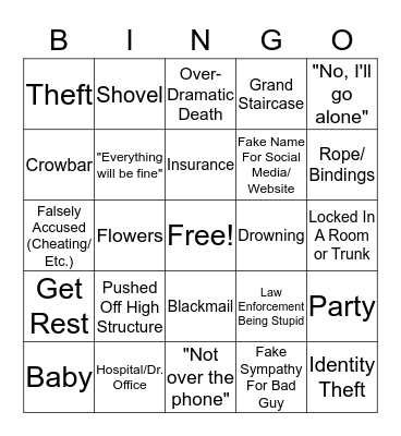 Lifetime Movie Bingo Card