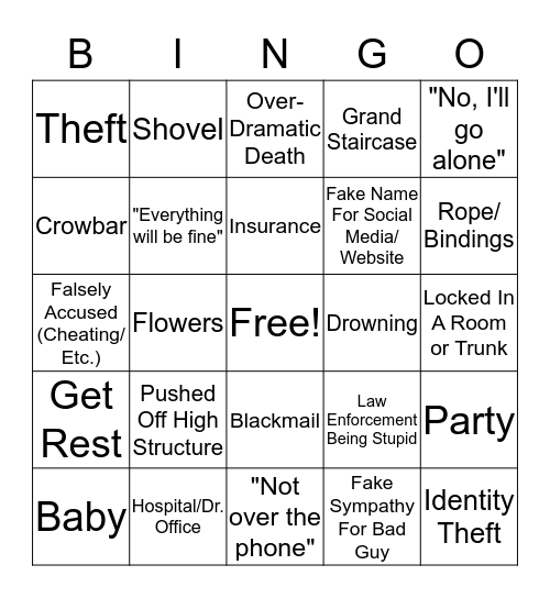 Lifetime Movie Bingo Card