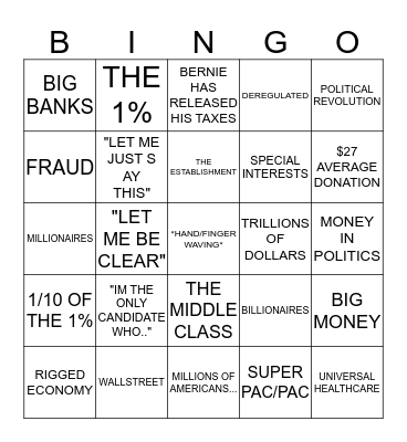 Bernie Bingo Card