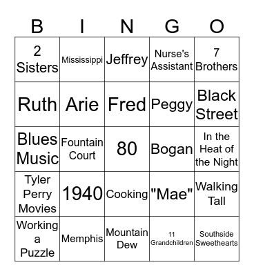 Clara's 80th Birthday Bingo Card