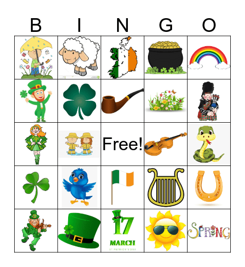 Saint Patrick's Day / Spring Bingo Card
