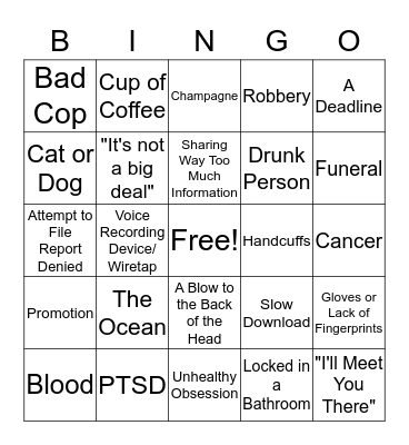 Lifetime Movie Bingo Card