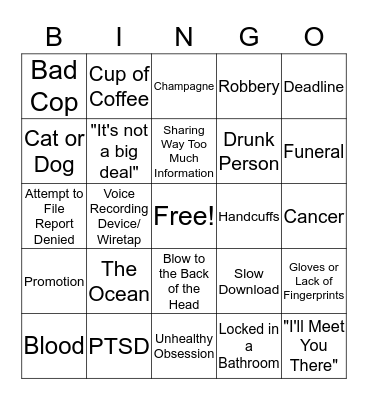 Lifetime Movie Bingo Card