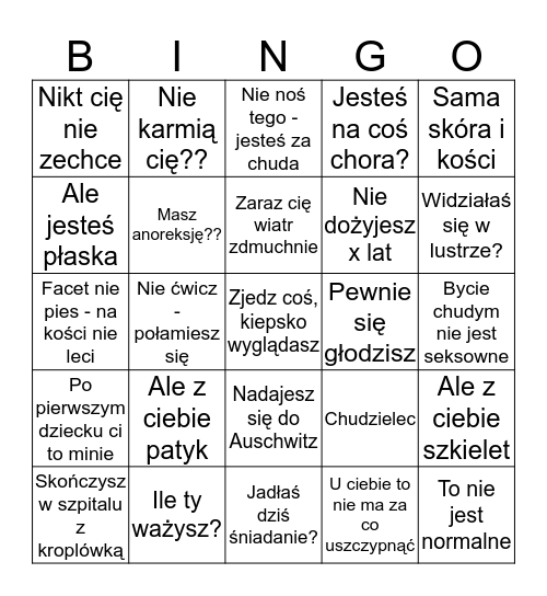 Chudatywka starter pack Bingo Card