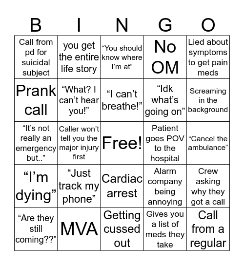 EMD Bingo Card