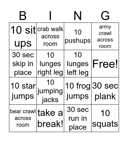 Body-Bingo Card
