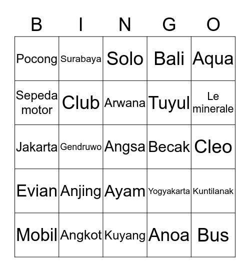 Main Bingo Card