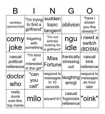 Jarod Bingo Card