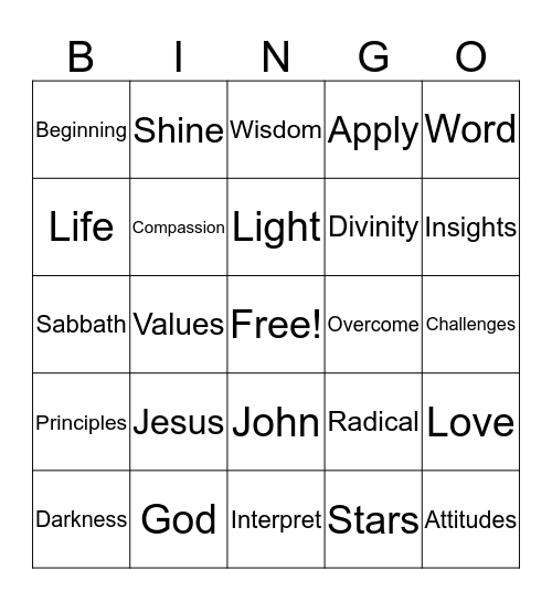 Jesus is the Word Bingo Card