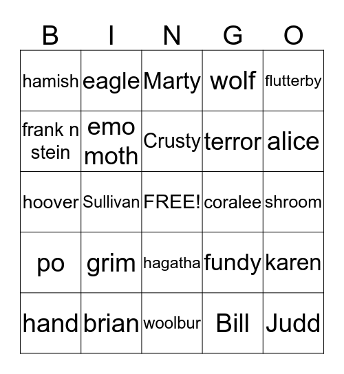 Zombie Pets Bingo  Bingo Card