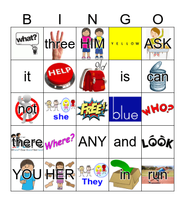 Sight Words Bingo Card