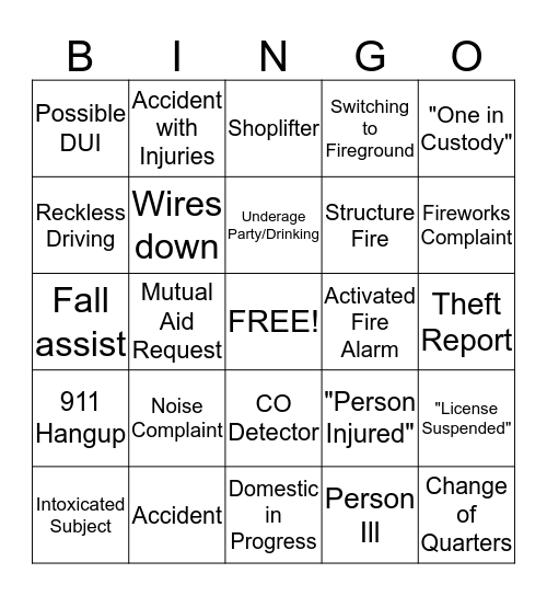 Scanner Bingo Card