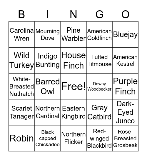 Ohio Birds Bingo Card