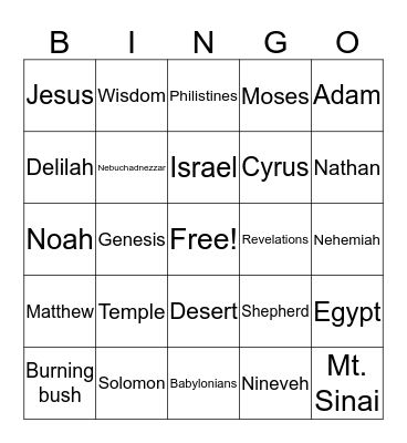 Bible Trivia Bingo Card