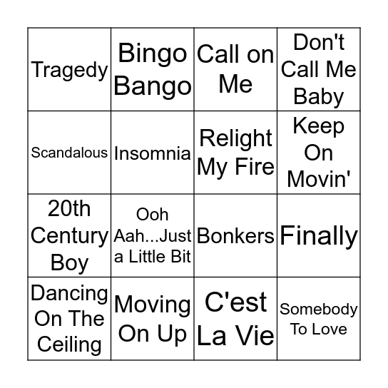 Song (9) Bingo Card