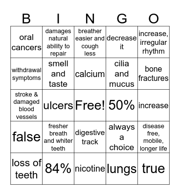 tobacco & vape  Bingo Card