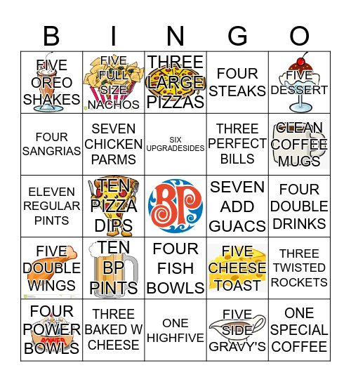 BOSTON PIZZA BINGO Card