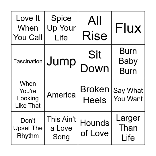 Song (11) Bingo Card