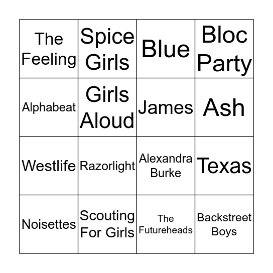 Artist (11) Bingo Card