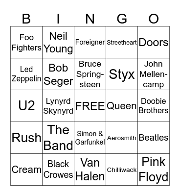 MUSIC BINGO Card