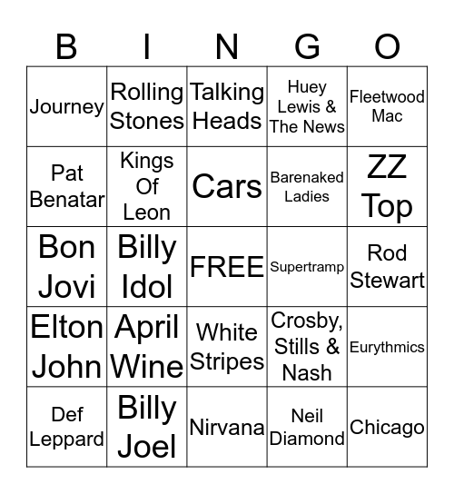 MUSIC BINGO Card