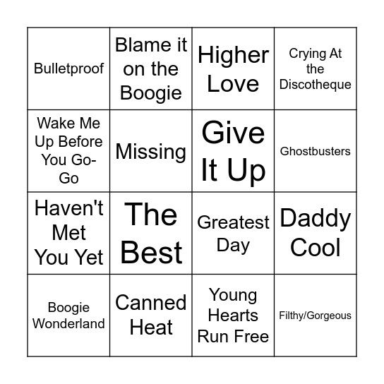 Song (22) Bingo Card