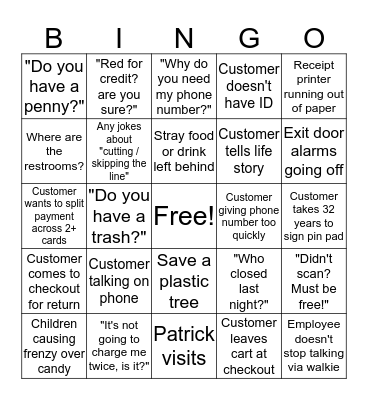Front Lanes Bingo Card