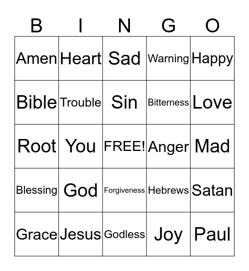 Sermon Bingo   (do only during the sermon) Bingo Card