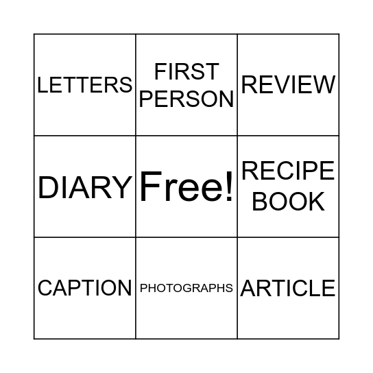 Non-Fiction Bingo Card