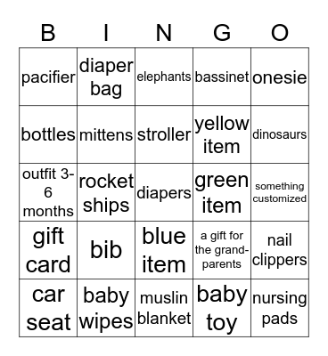 Baby BINGO Card