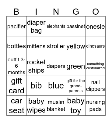 Baby BINGO Card