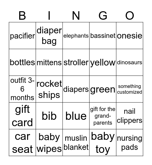 Baby BINGO Card