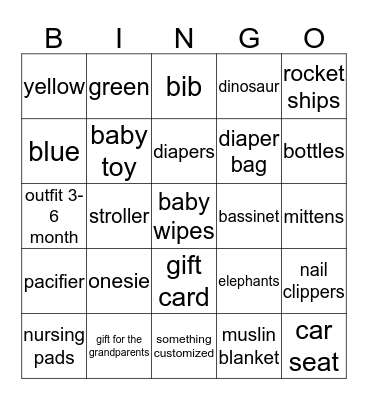 Baby BINGO Card