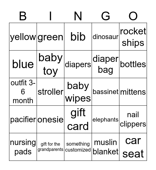 Baby BINGO Card