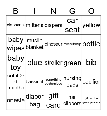 Baby bingo Card