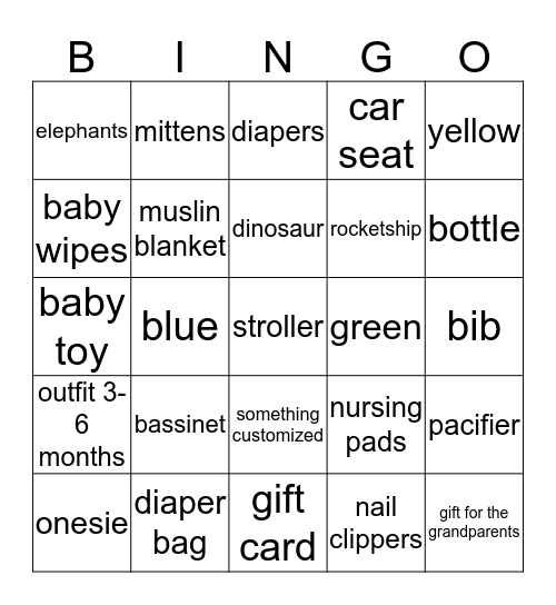 Baby bingo Card