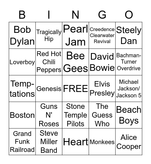 MUSIC BINGO Card