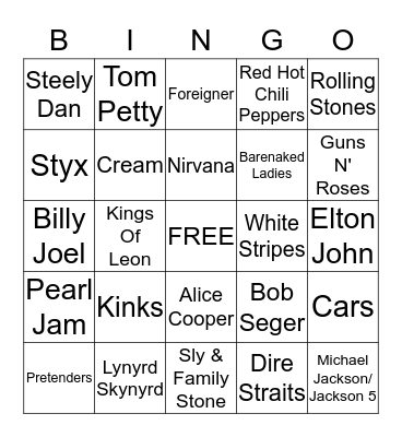 MUSIC BINGO Card