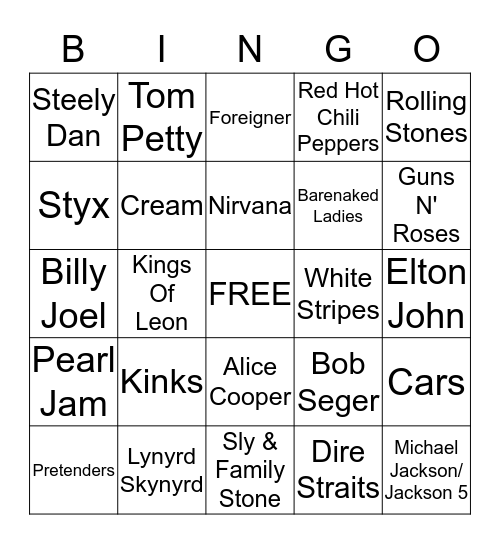 MUSIC BINGO Card