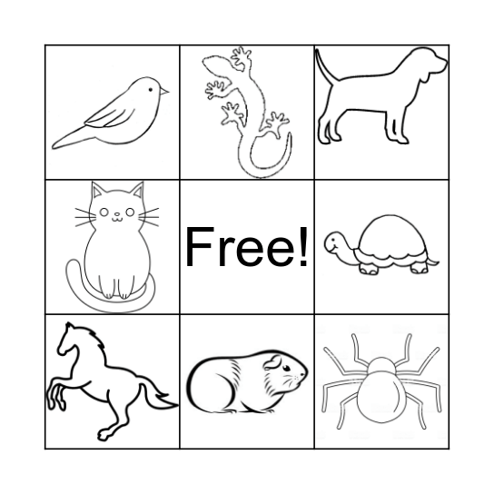 Animals Bingo Card